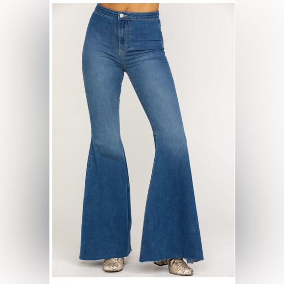 Free People Denim - FREE PEOPLE WOMEN'S DARK WASH HIGH RISE JUST FLOAT ON FLARE JEANS size 26  5🌟